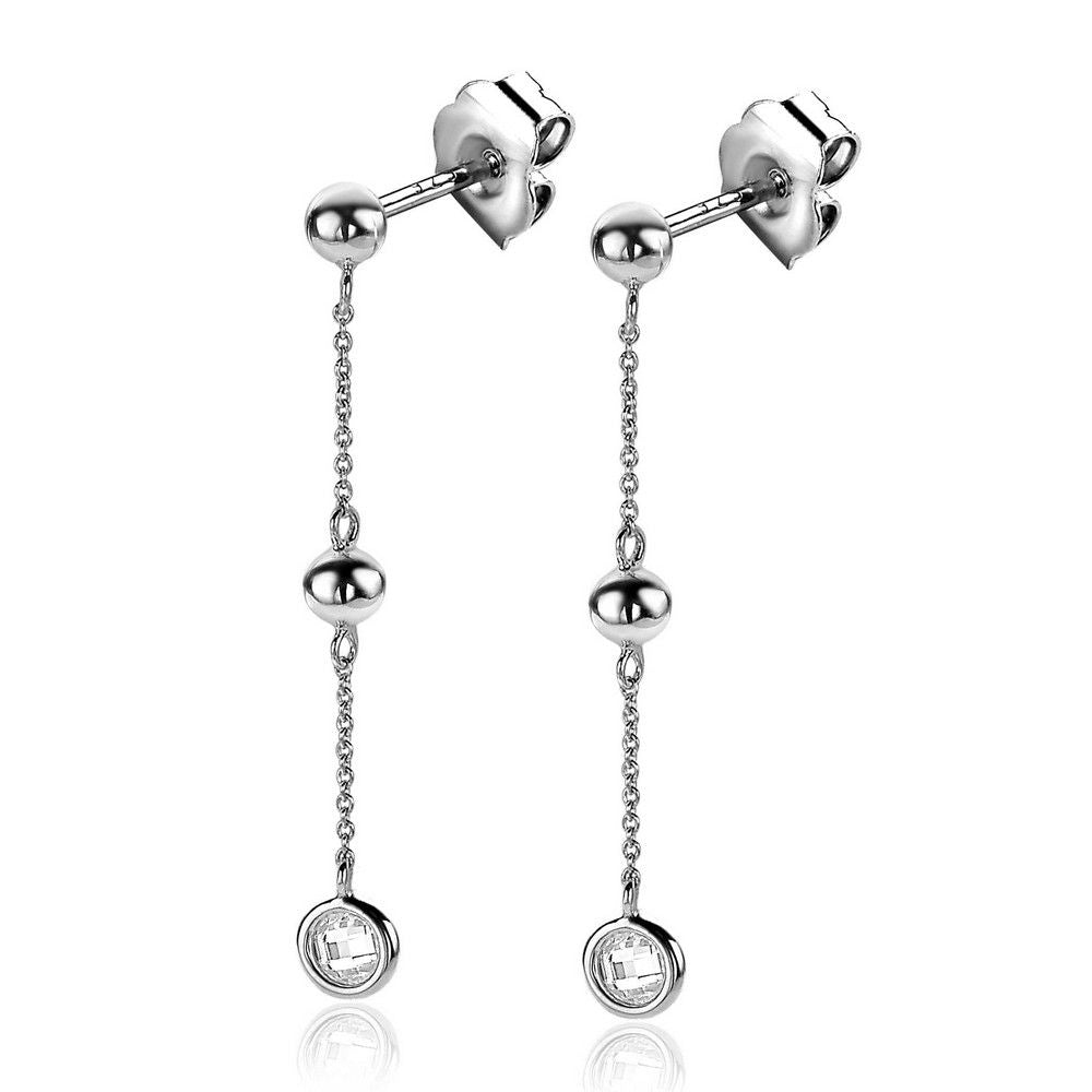 Zinzi zilveren oorhangers 40mm bolletjes ronde witte zirkonia ZIO2192, exclusief en kwalitatief hoogwaardig. Ontdek nu!