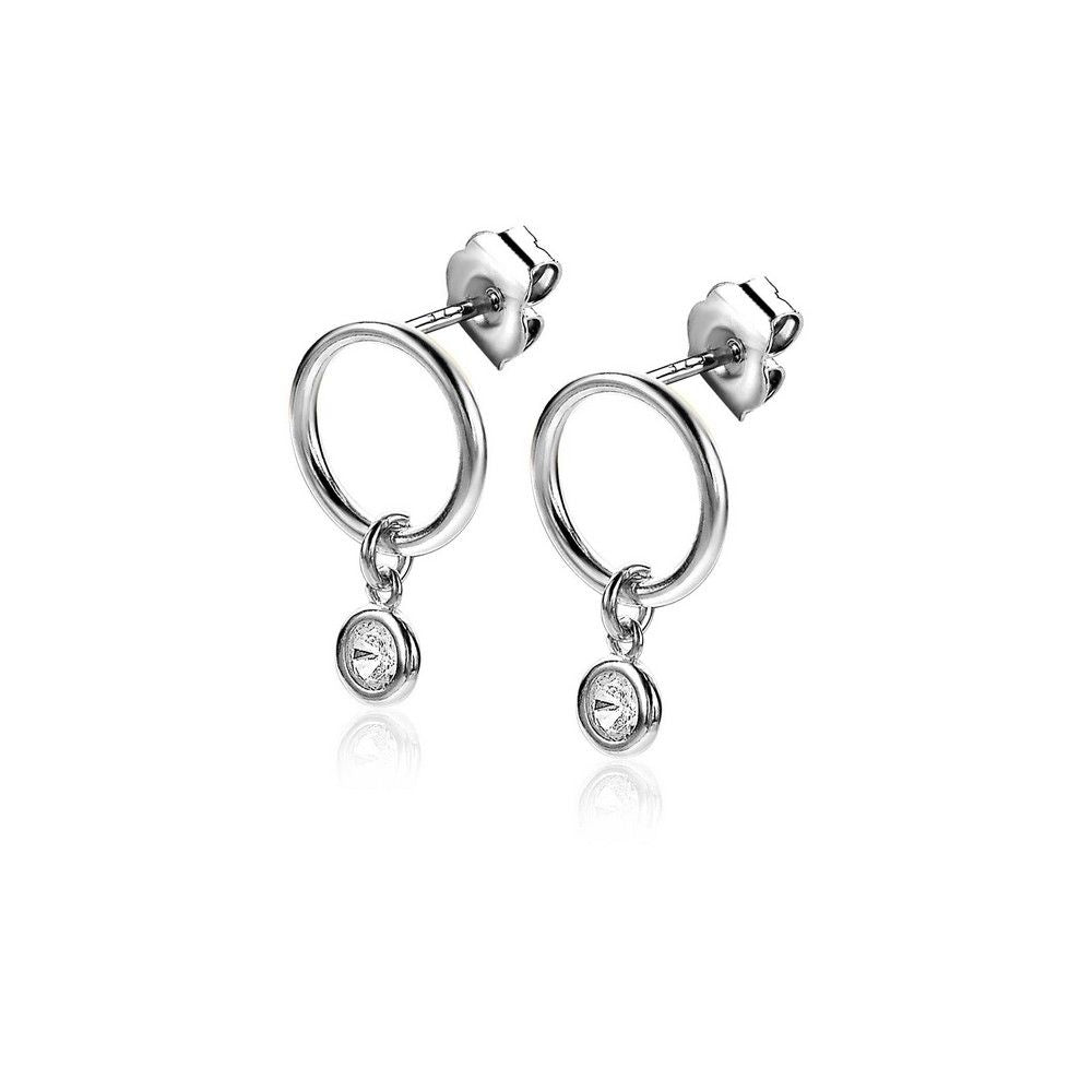 Zinzi zilveren oorstekers 13mm ronde hanger witte zirkonia ZIO2200, exclusief en kwalitatief hoogwaardig. Ontdek nu!