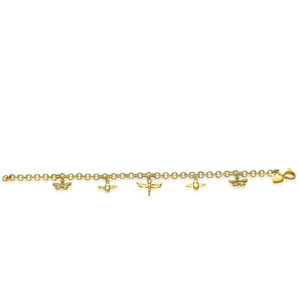 Zinzi zilveren jasseron armband in 14K geel verguld met vlinders, libelle en bijtjes ZIA1701G, exclusief en kwalitatief hoogwaardig. Ontdek nu!