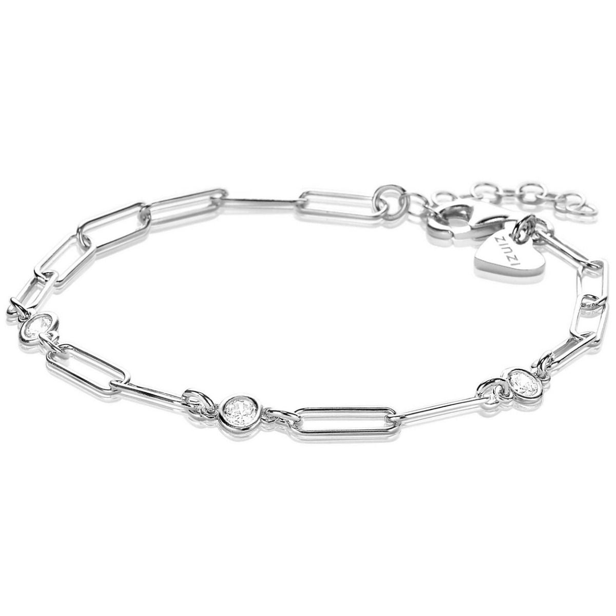 Zinzi zilveren armband paperclip schakel rond zirconia 17-20 cm ZIA2079, exclusief en kwalitatief hoogwaardig. Ontdek nu!