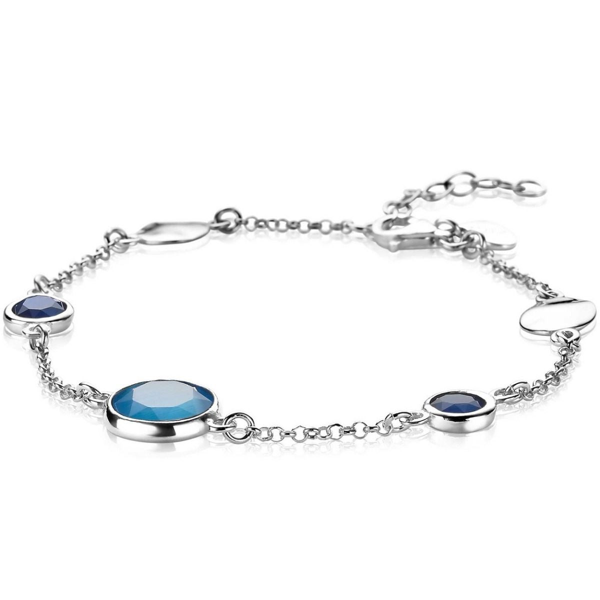 Zinzi zilveren fantasie armband met ronde zettingen blauw-kobalt 17-20 cm ZIA2110, exclusief en kwalitatief hoogwaardig. Ontdek nu!