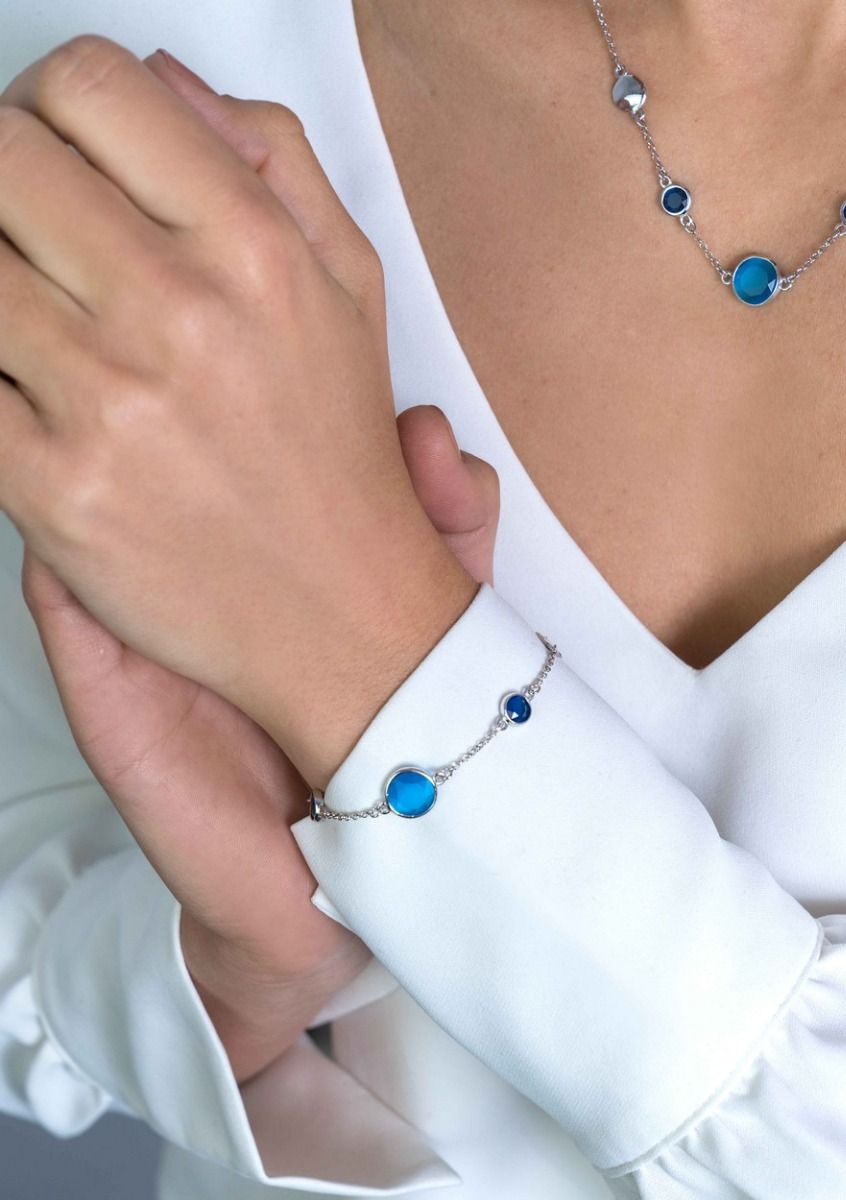 Zinzi zilveren fantasie armband met ronde zettingen blauw-kobalt 17-20 cm ZIA2110, exclusief en kwalitatief hoogwaardig. Ontdek nu!