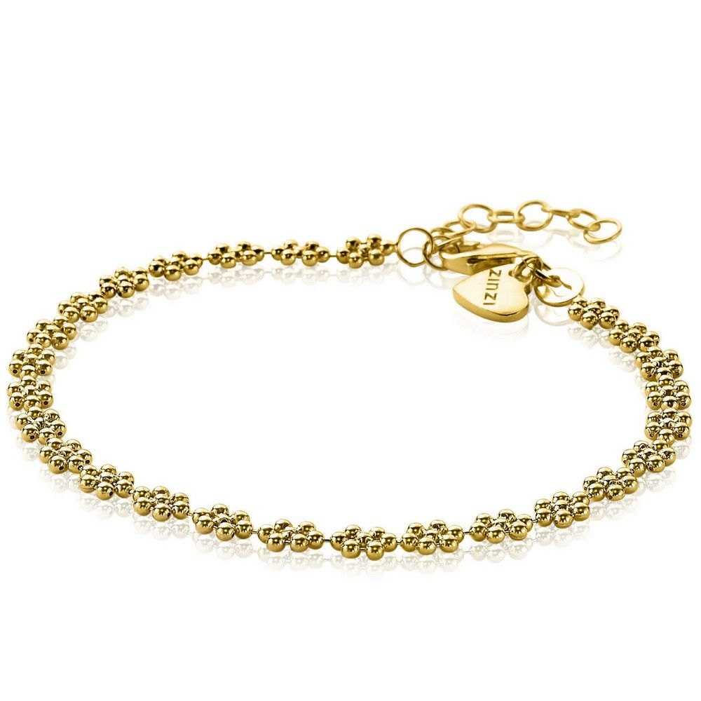 Zinzi zilveren fantasie armband 14K geel verguld bolletjes bloemvorm 17-20cm ZIA2184G, exclusief en kwalitatief hoogwaardig. Ontdek nu!