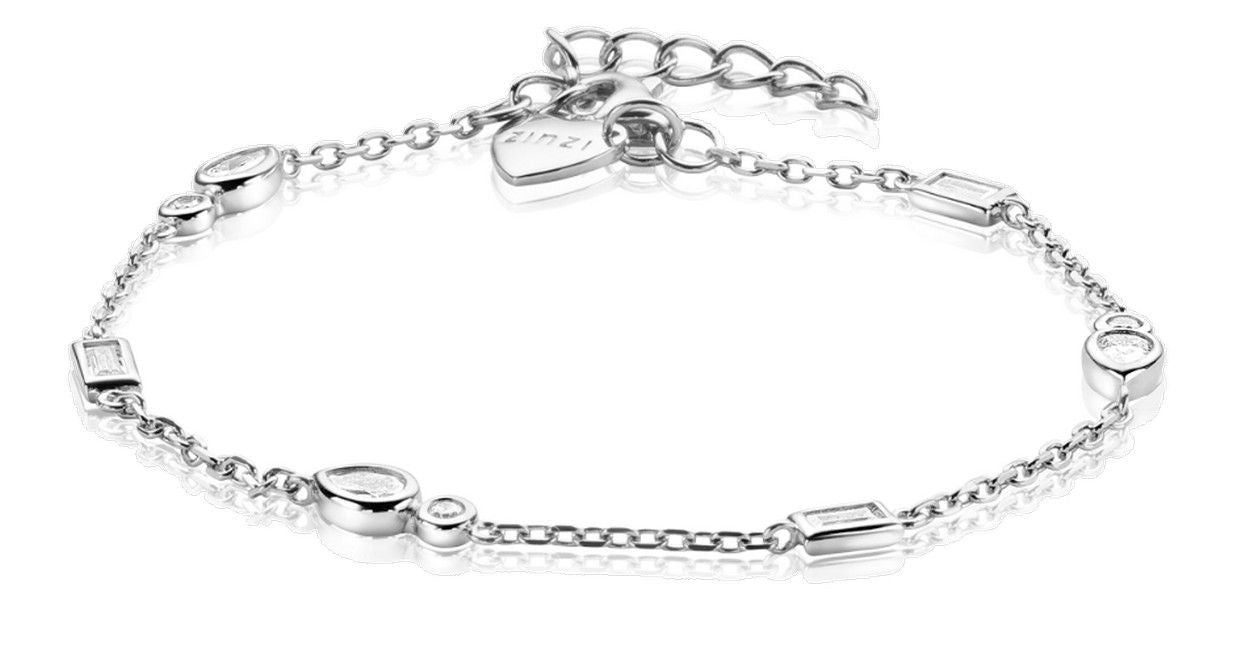 Zinzi zilveren fantasie armband met ovale, ronde en rechthoekige zettingen wit ZIA2267, exclusief en kwalitatief hoogwaardig. Ontdek nu!