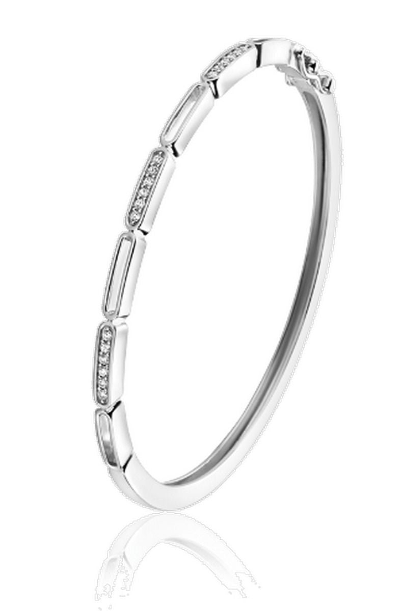 Zinzi zilveren bangle 3mm breed ovalen open en bezet met witte zirconia's ZIA2270, exclusief en kwalitatief hoogwaardig. Ontdek nu!