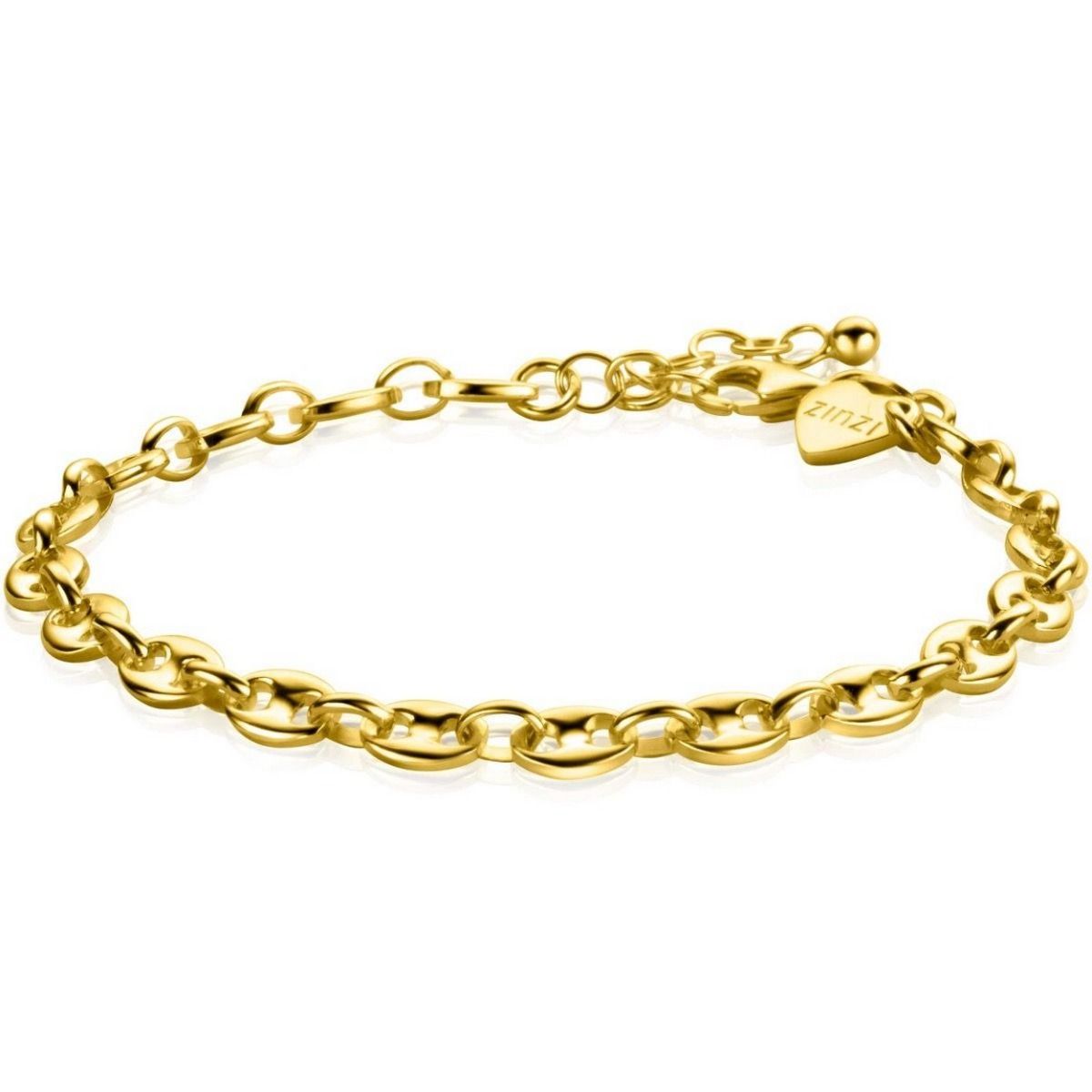 Zinzi gold plated zilveren koffieboon schakelarmband 5mm breed ZIA2340G, exclusief en kwalitatief hoogwaardig. Ontdek nu!