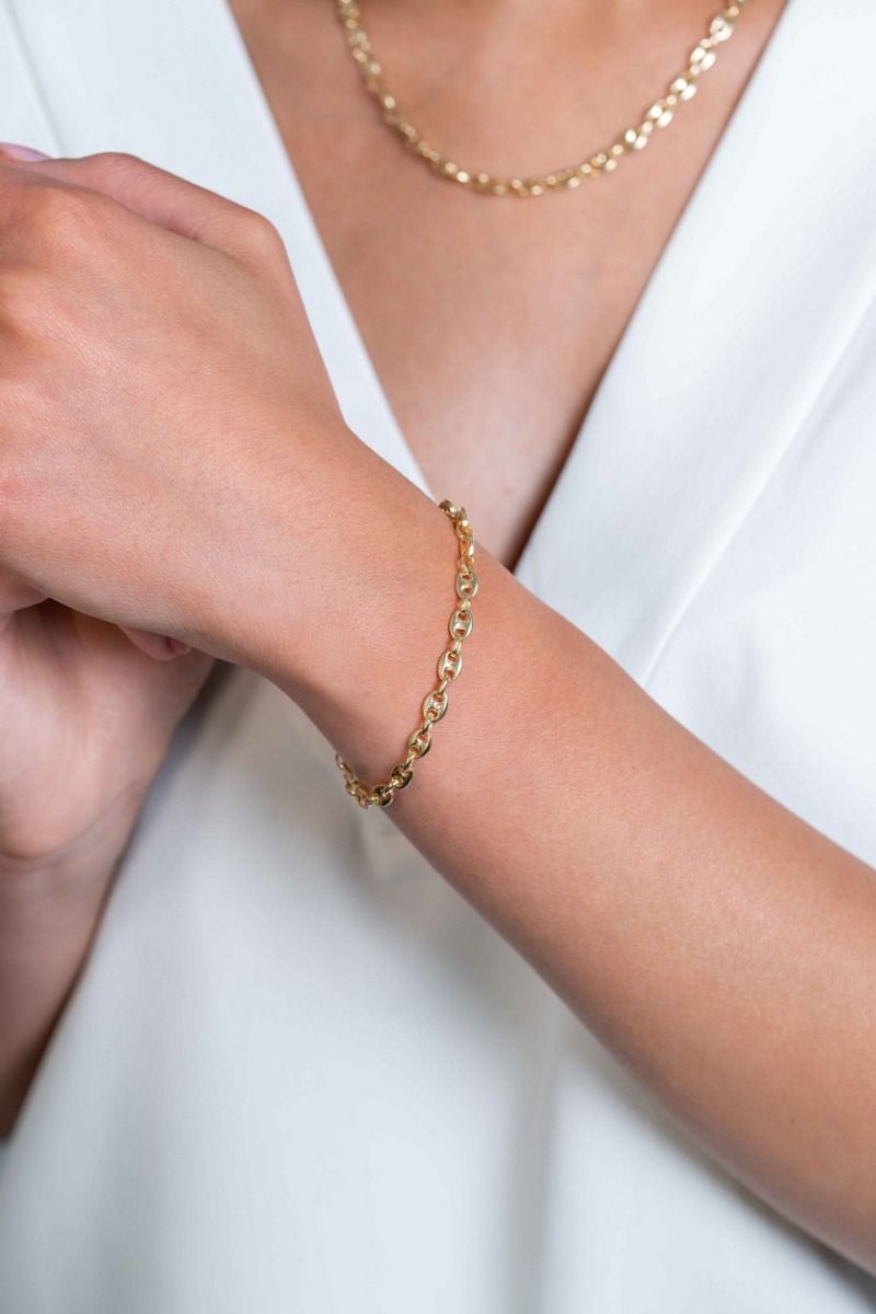 Zinzi gold plated zilveren koffieboon schakelarmband 5mm breed ZIA2340G, exclusief en kwalitatief hoogwaardig. Ontdek nu!