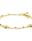 Zinzi gold plated zilveren armband met bolletjes en rond groen Swarovski crystals 17-20cm ZIA2348, exclusief en kwalitatief hoogwaardig. Ontdek nu!