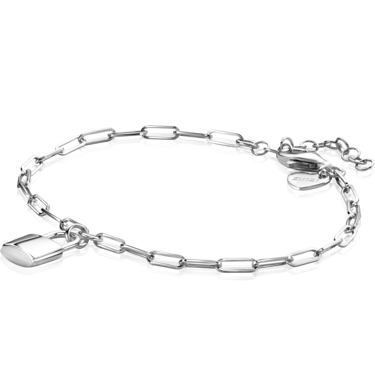 Zinzi zilveren armband met paperclip-schakel en slotje hanger 16,5-19,5cm ZIA2355, exclusief en kwalitatief hoogwaardig. Ontdek nu!