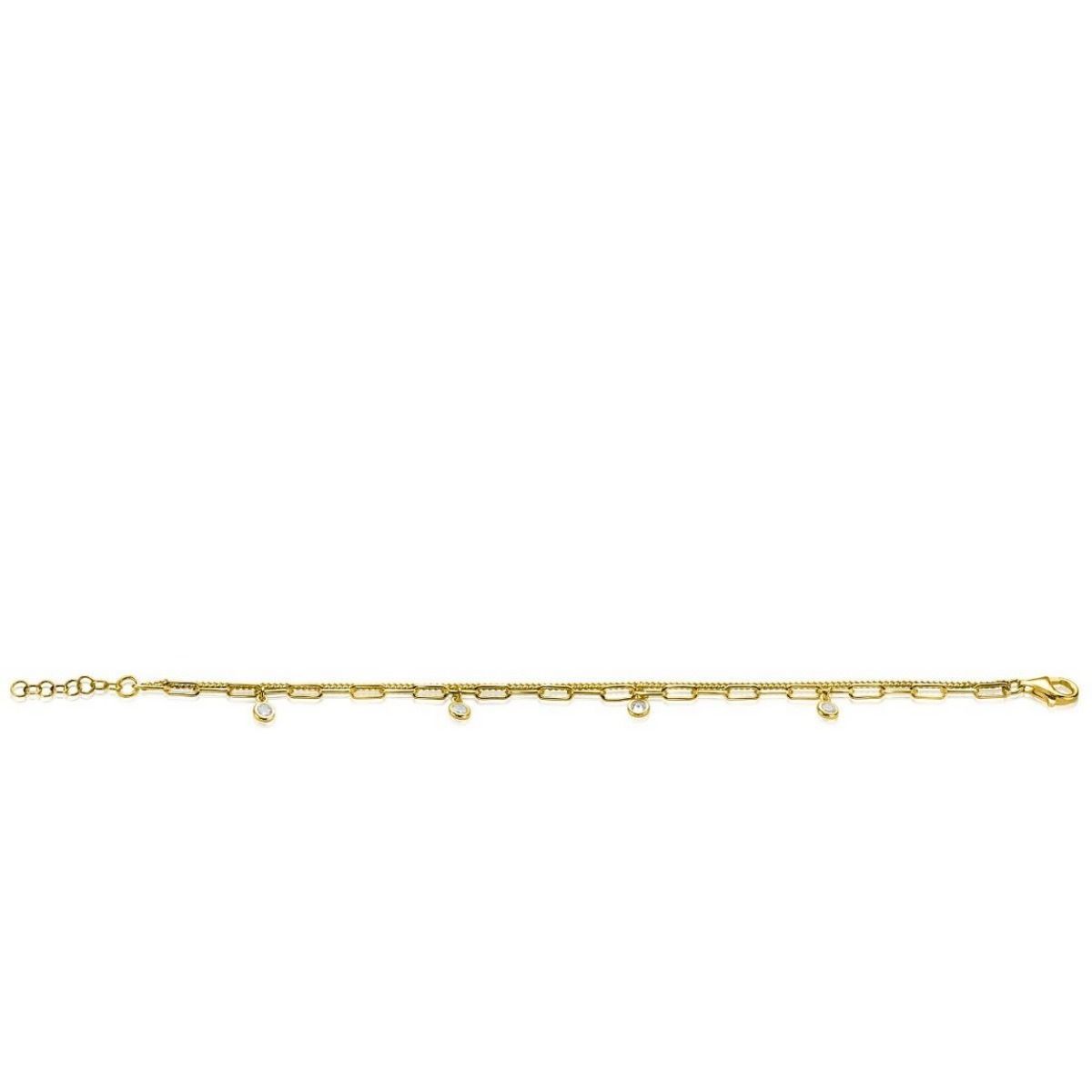 Zinzi gold plated zilveren multi-look armband met gourmet en paperclip schakels, bezet met vier ronde zirkonia's ZIA2362Y, exclusief en kwalitatief hoogwaardig. Ontdek nu!