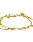 Zinzi gold plated zilveren multi-look armband met gourmet en paperclip schakels, bezet met vier ronde zirkonia's ZIA2362Y, exclusief en kwalitatief hoogwaardig. Ontdek nu!