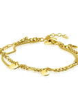 Zinzi gold plated zilveren multi-look armband gourmet- en figaro schakels, glimmende rondjes ZIA2368, exclusief en kwalitatief hoogwaardig. Ontdek nu!