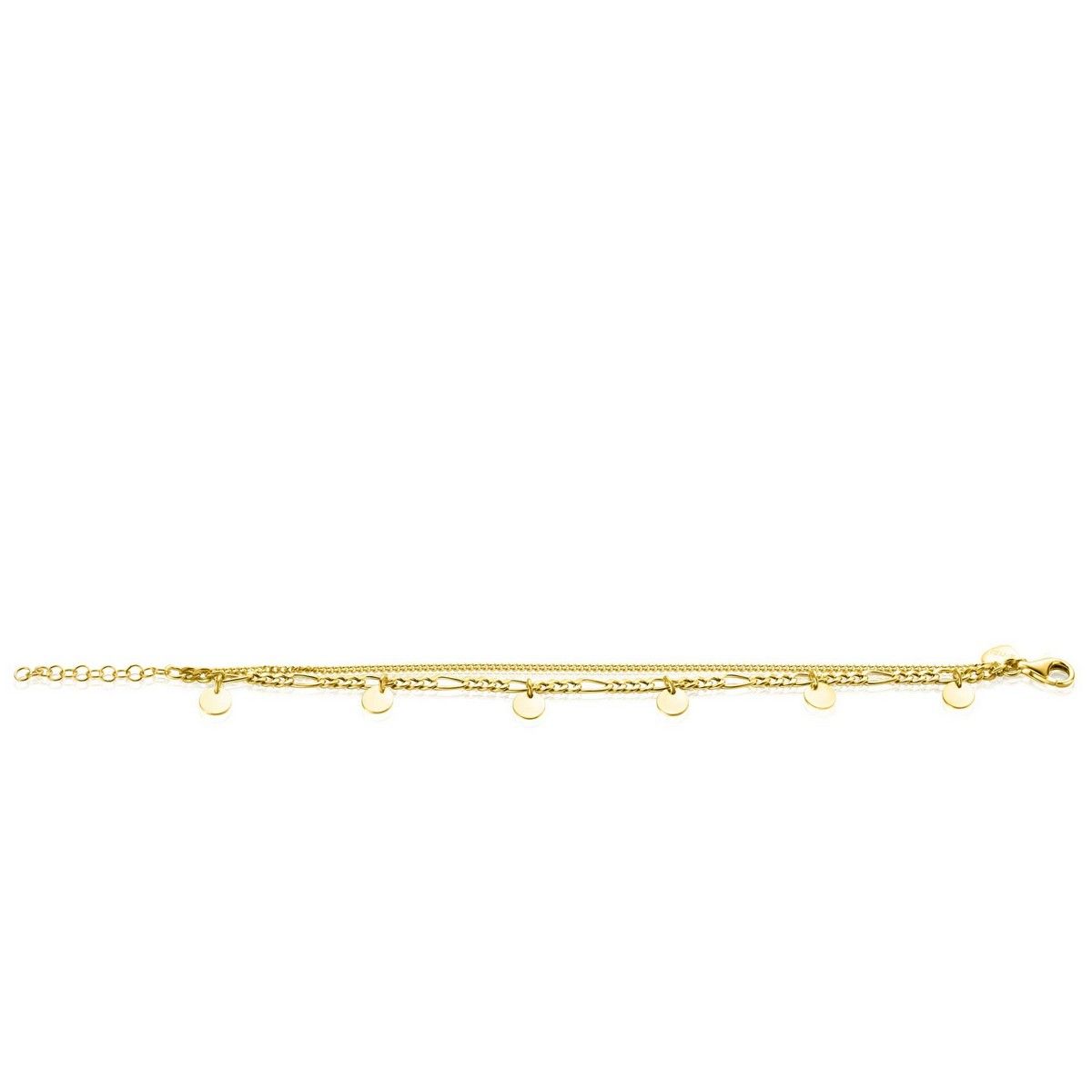 Zinzi gold plated zilveren multi-look armband gourmet- en figaro schakels, glimmende rondjes ZIA2368, exclusief en kwalitatief hoogwaardig. Ontdek nu!