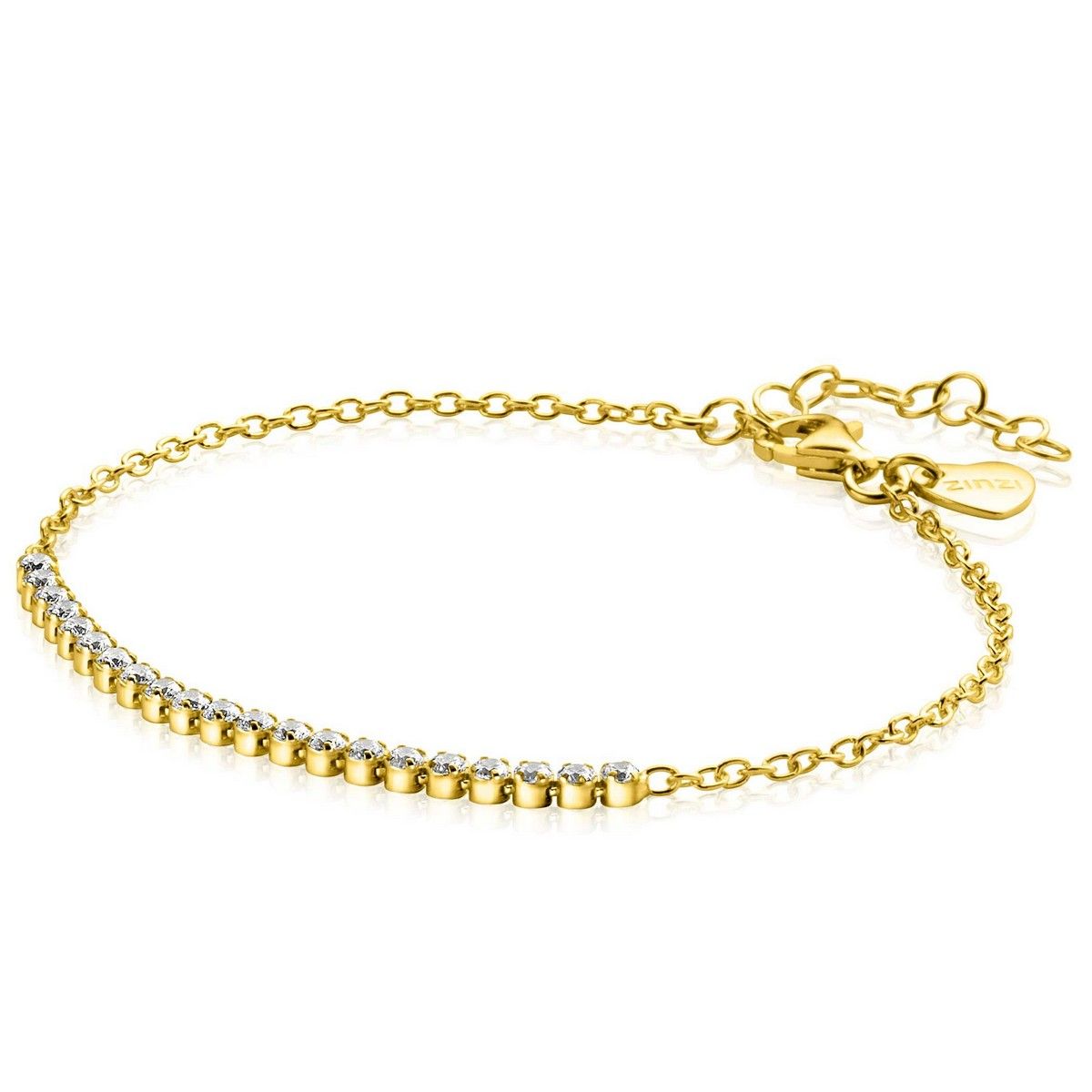 Zinzi gold plated zilveren armband met een tussenstuk bezet met witte zirkonia's ZIA2370Y, exclusief en kwalitatief hoogwaardig. Ontdek nu!