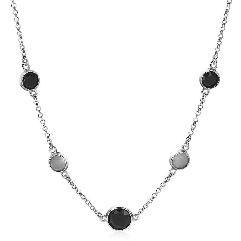 Zinzi zilveren fantasie collier met zwarte grijze kleurstenen 45cm ZIC1937, exclusief en kwalitatief hoogwaardig. Ontdek nu!