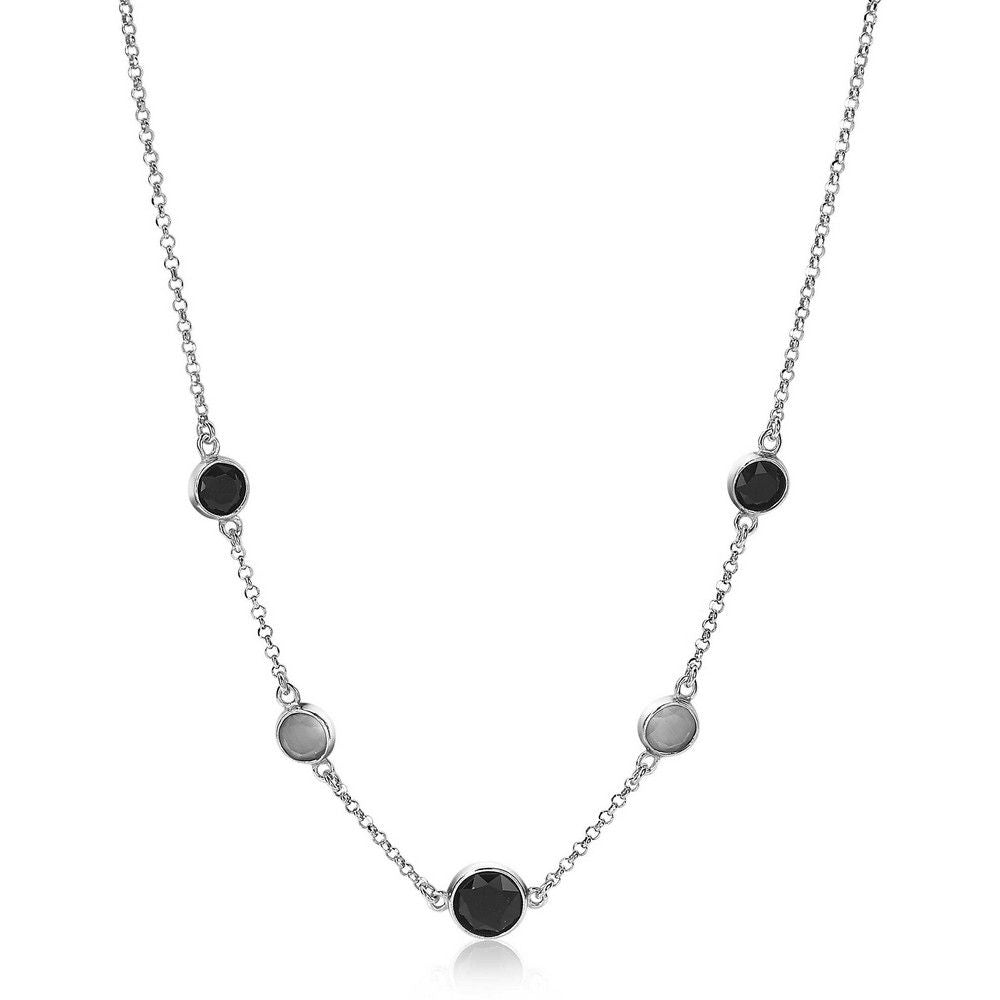 Zinzi zilveren fantasie collier met zwarte grijze kleurstenen 45cm ZIC1937, exclusief en kwalitatief hoogwaardig. Ontdek nu!