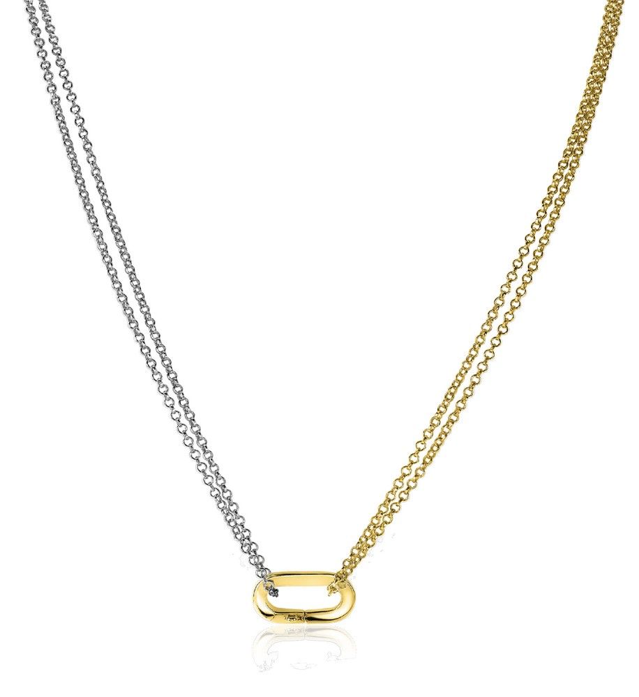 Zinzi zilveren bicolor ketting 45cm ovale sluitring in 14K geel verguld ZIC2060, exclusief en kwalitatief hoogwaardig. Ontdek nu!