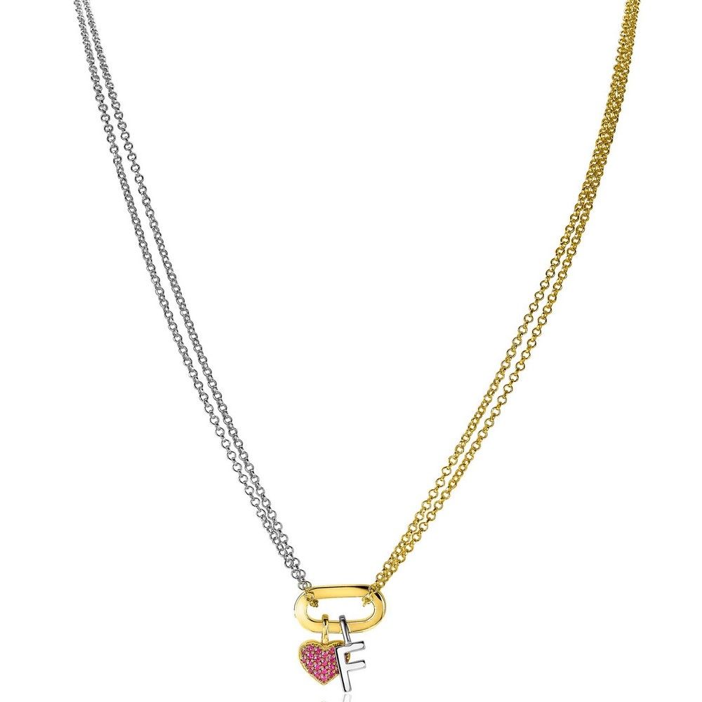 Zinzi zilveren bicolor ketting 45cm ovale sluitring in 14K geel verguld ZIC2060, exclusief en kwalitatief hoogwaardig. Ontdek nu!