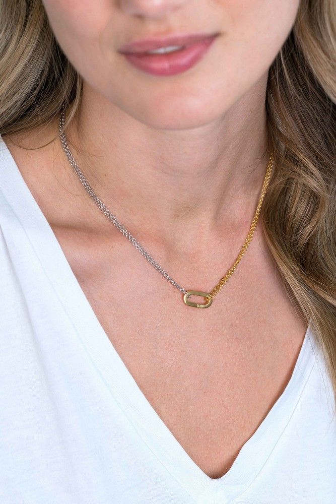 Zinzi zilveren bicolor ketting 45cm ovale sluitring in 14K geel verguld ZIC2060, exclusief en kwalitatief hoogwaardig. Ontdek nu!