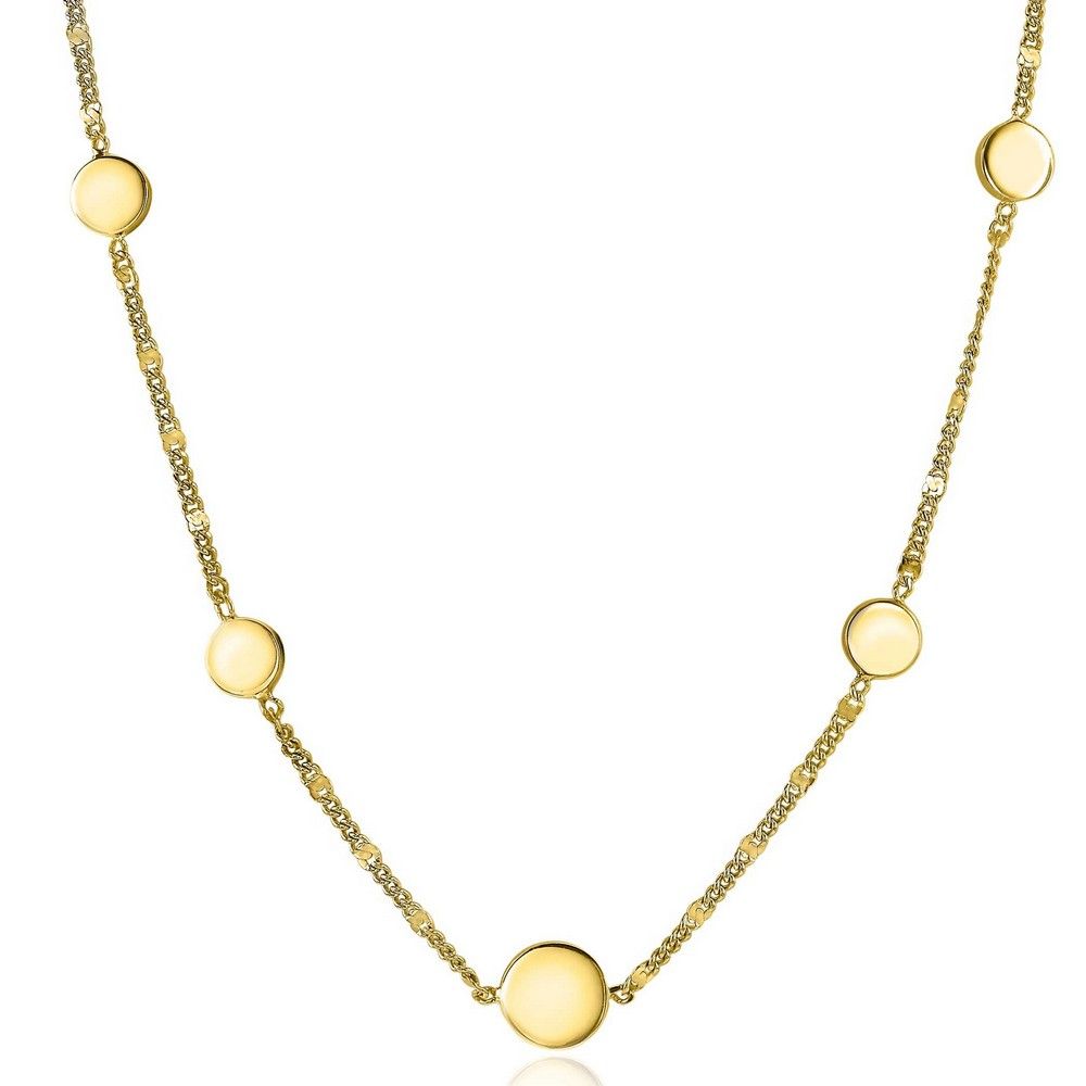 Zinzi zilveren ketting 14K geel verguld 45cm gourmet schakels ronde plaatjes ZIC2158G, exclusief en kwalitatief hoogwaardig. Ontdek nu!