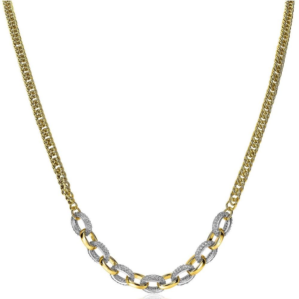 Zinzi zilveren gourmet collier 14K geel verguld grove ovale schakels witte zirkonia 45cm ZIC2203Y, exclusief en kwalitatief hoogwaardig. Ontdek nu!