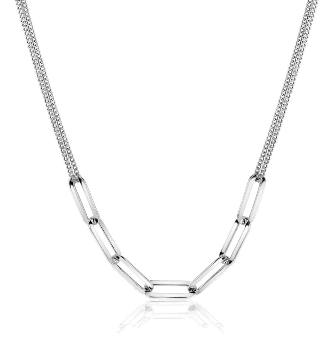 Zinzi zilveren collier dubbele ketting met paperclip schakels 40-45cm ZIC2262, exclusief en kwalitatief hoogwaardig. Ontdek nu!