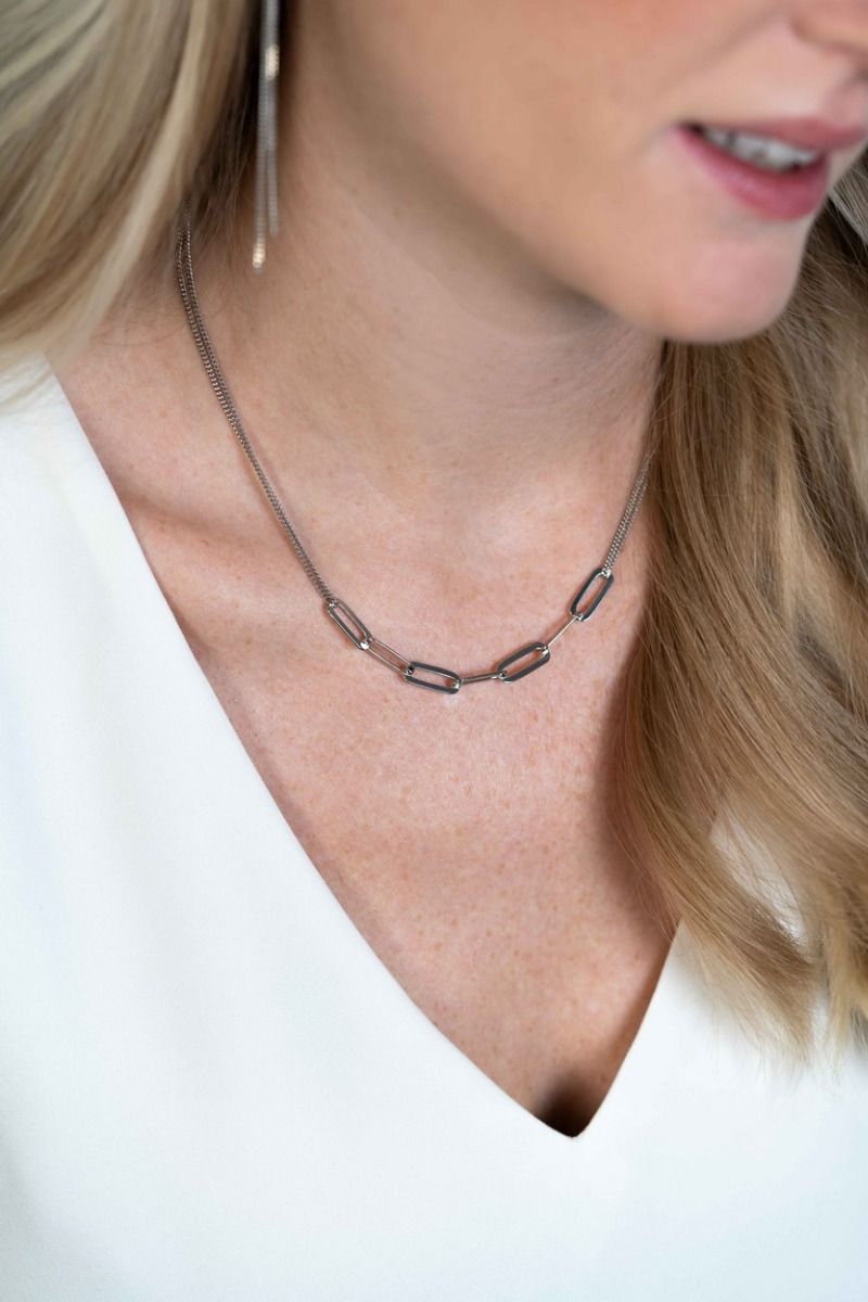 Zinzi zilveren collier dubbele ketting met paperclip schakels 40-45cm ZIC2262, exclusief en kwalitatief hoogwaardig. Ontdek nu!