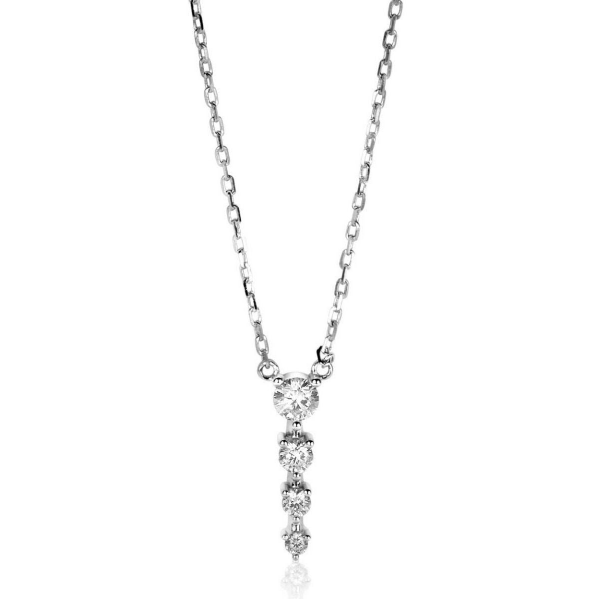 Zinzi zilveren ketting 45cm met hanger vier ronde zirconia's 16mm ZIC2328, exclusief en kwalitatief hoogwaardig. Ontdek nu!