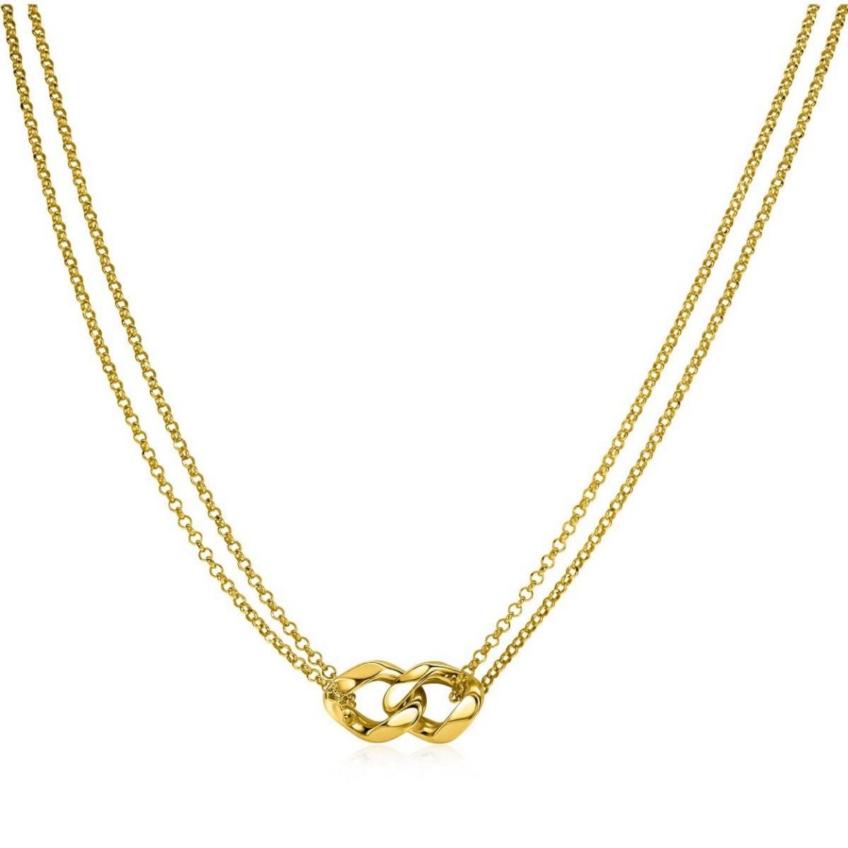 Zinzi gold plated zilveren multi-look ketting 45cm met twee grote gourmet schakels 9,5mm breed ZIC2331, exclusief en kwalitatief hoogwaardig. Ontdek nu!