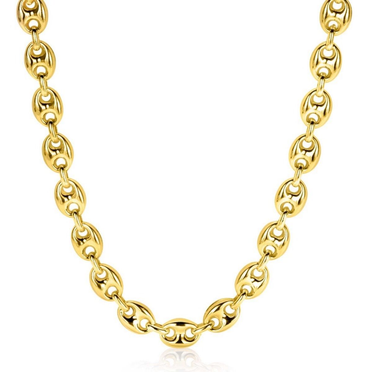 Zinzi gold plated zilveren koffieboon schakelketting 45cm 8mm breed ZIC2341G, exclusief en kwalitatief hoogwaardig. Ontdek nu!