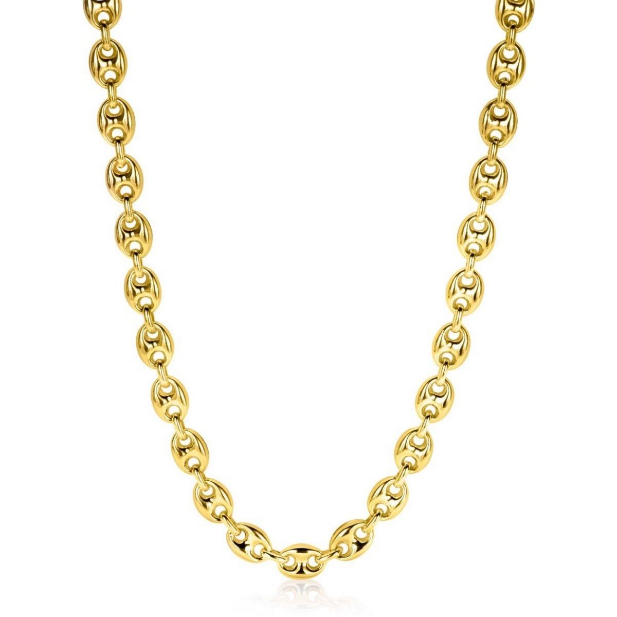 Zinzi gold plated zilveren koffieboon schakelketting 45cm 8mm breed ZIC2341G, exclusief en kwalitatief hoogwaardig. Ontdek nu!