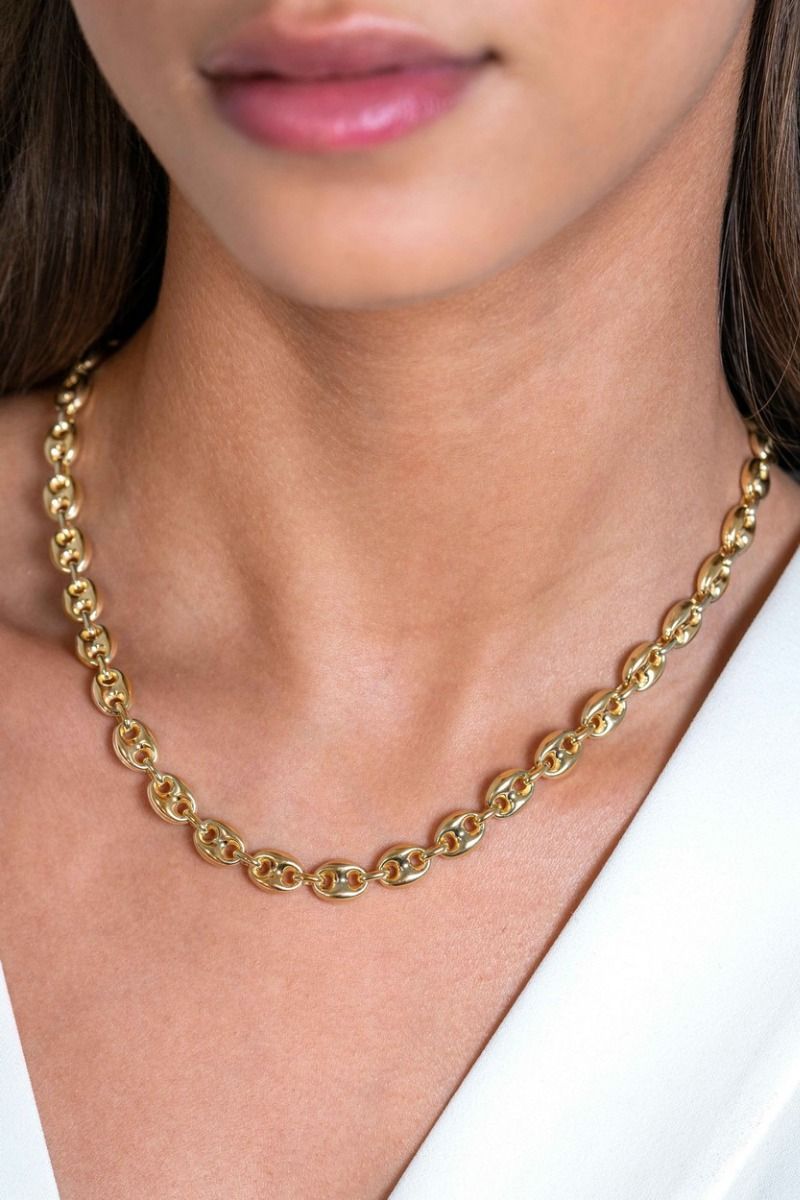 Zinzi gold plated zilveren koffieboon schakelketting 45cm 8mm breed ZIC2341G, exclusief en kwalitatief hoogwaardig. Ontdek nu!