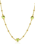 Zinzi gold plated zilveren ketting met bolletjes en rond groen Swarovski crystals 42-45cm ZIC2348, exclusief en kwalitatief hoogwaardig. Ontdek nu!