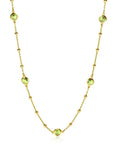 Zinzi gold plated zilveren ketting met bolletjes en rond groen Swarovski crystals 42-45cm ZIC2348, exclusief en kwalitatief hoogwaardig. Ontdek nu!