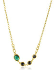 Zinzi gold plated zilveren collier 45cm met groene en zwarte kleurstenen ZIC2389, exclusief en kwalitatief hoogwaardig. Ontdek nu!