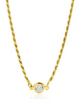 Zinzi zilveren gold plated koord ketting bezet met een ronde witte zirconia 40-45cm ZIC2461Y, exclusief en kwalitatief hoogwaardig. Ontdek nu!