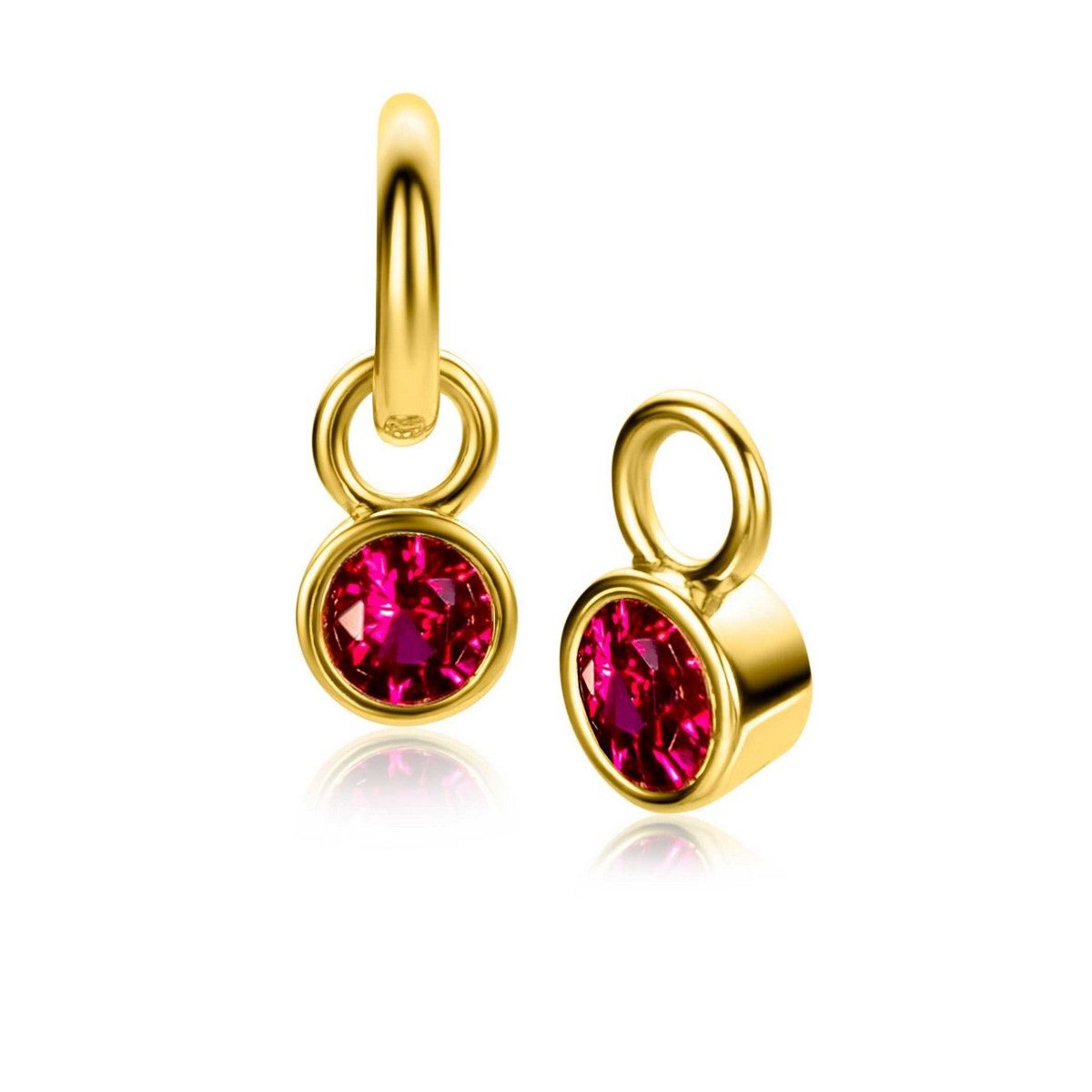 Zinzi ZICH-JUL - Gold Plated Oorbedels met Rode Geboortesteen Juli, exclusief en kwalitatief hoogwaardig. Ontdek nu!