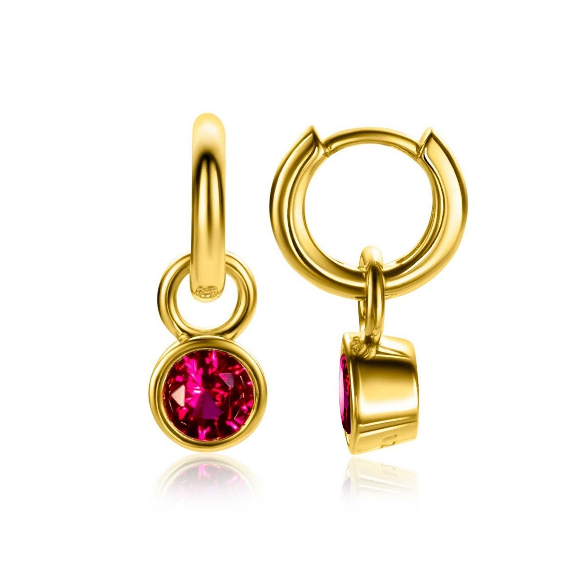 Zinzi ZICH-JUL - Gold Plated Oorbedels met Rode Geboortesteen Juli, exclusief en kwalitatief hoogwaardig. Ontdek nu!