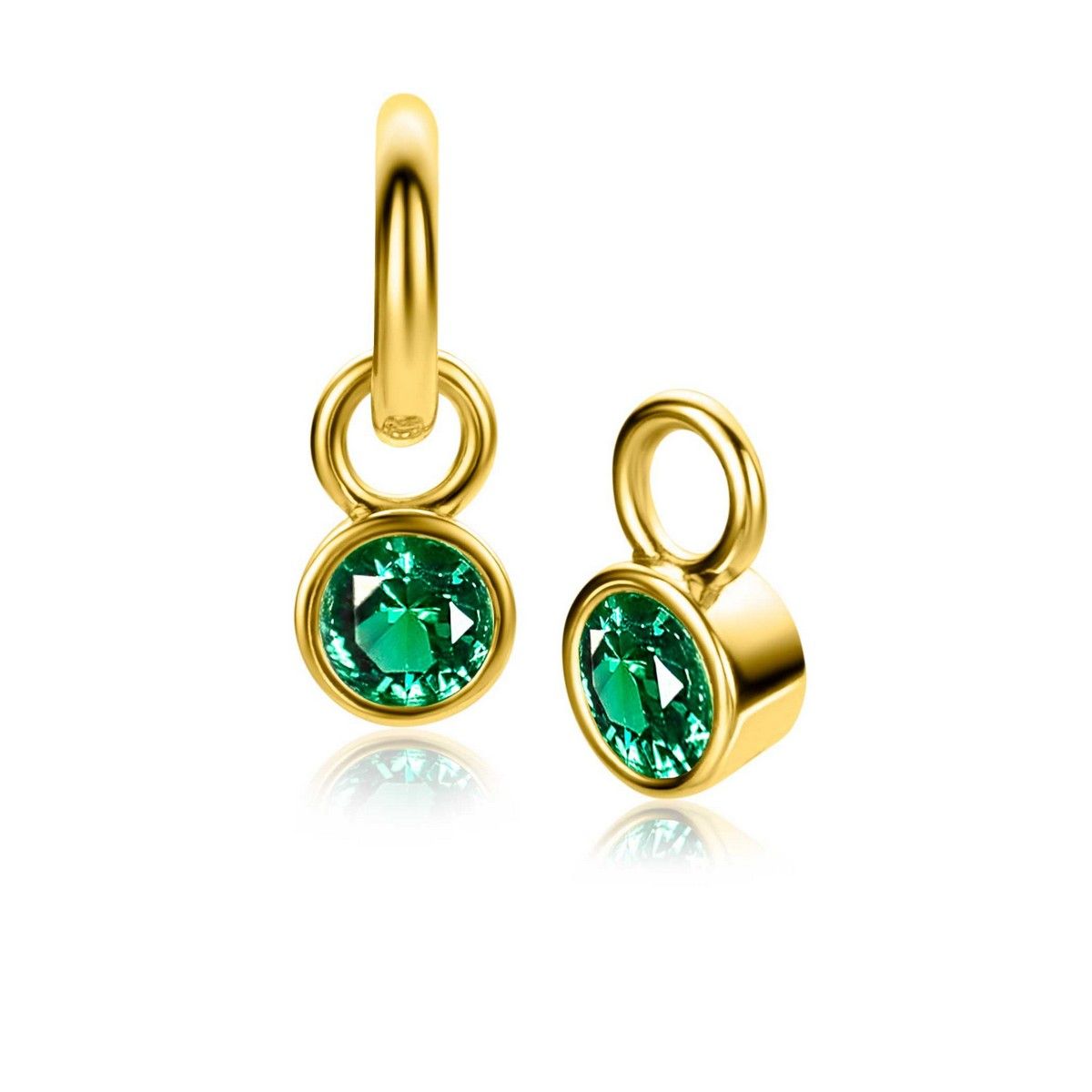 Zinzi ZICH-MEI - Gold Plated Oorbedels met Groene Geboortesteen Mei, exclusief en kwalitatief hoogwaardig. Ontdek nu!