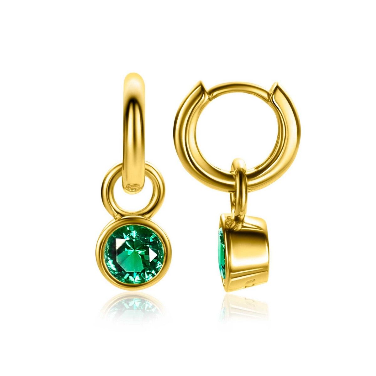 Zinzi ZICH-MEI - Gold Plated Oorbedels met Groene Geboortesteen Mei, exclusief en kwalitatief hoogwaardig. Ontdek nu!