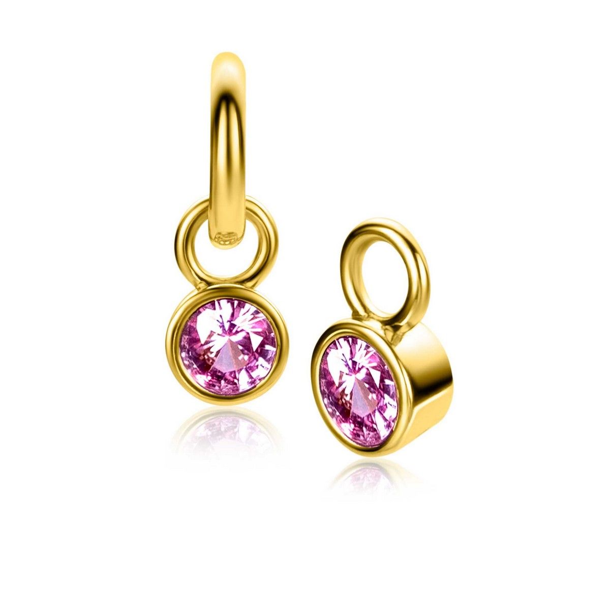 Zinzi ZICH-OKT - Gold Plated Oorbedels met Roze Geboortesteen Oktober, exclusief en kwalitatief hoogwaardig. Ontdek nu!