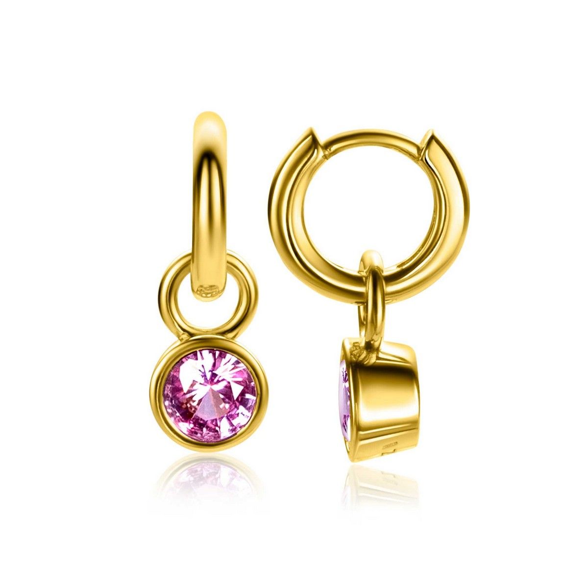 Zinzi ZICH-OKT - Gold Plated Oorbedels met Roze Geboortesteen Oktober, exclusief en kwalitatief hoogwaardig. Ontdek nu!