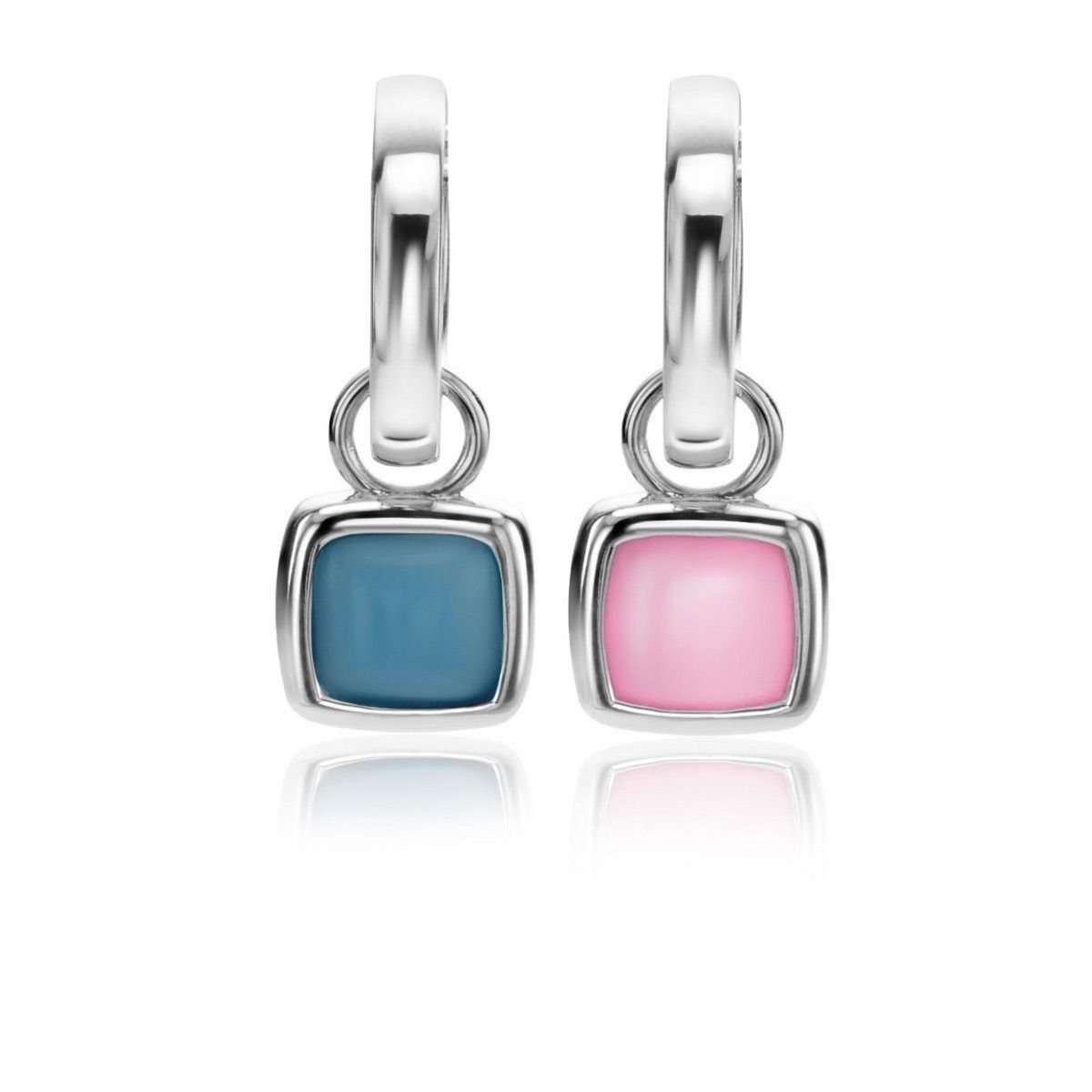 Zinzi zilveren oorbedels vierkant tweezijdig blauw en roze 10mm ZICH2257B (excl. oorringen), exclusief en kwalitatief hoogwaardig. Ontdek nu!