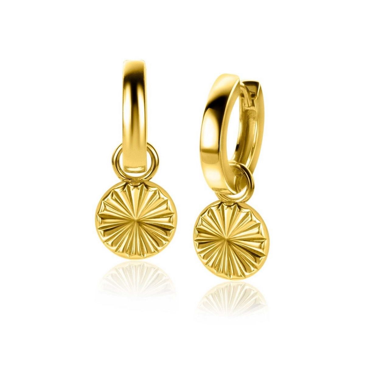 Zinzi gold plated zilveren oorbedels zon met zonnestralen 10mm ZICH2296 (excl. oorringen), exclusief en kwalitatief hoogwaardig. Ontdek nu!