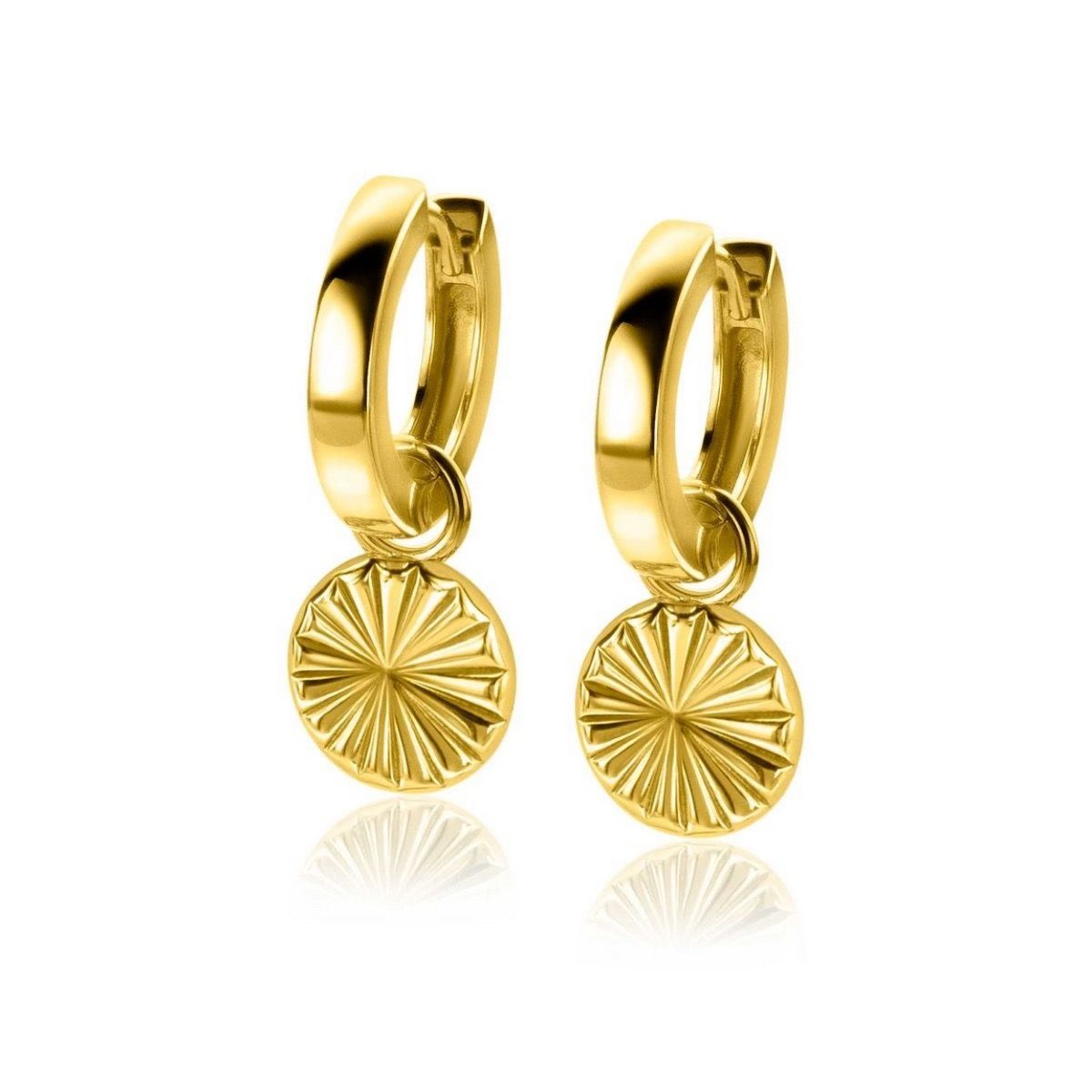 Zinzi gold plated zilveren oorbedels zon met zonnestralen 10mm ZICH2296 (excl. oorringen), exclusief en kwalitatief hoogwaardig. Ontdek nu!