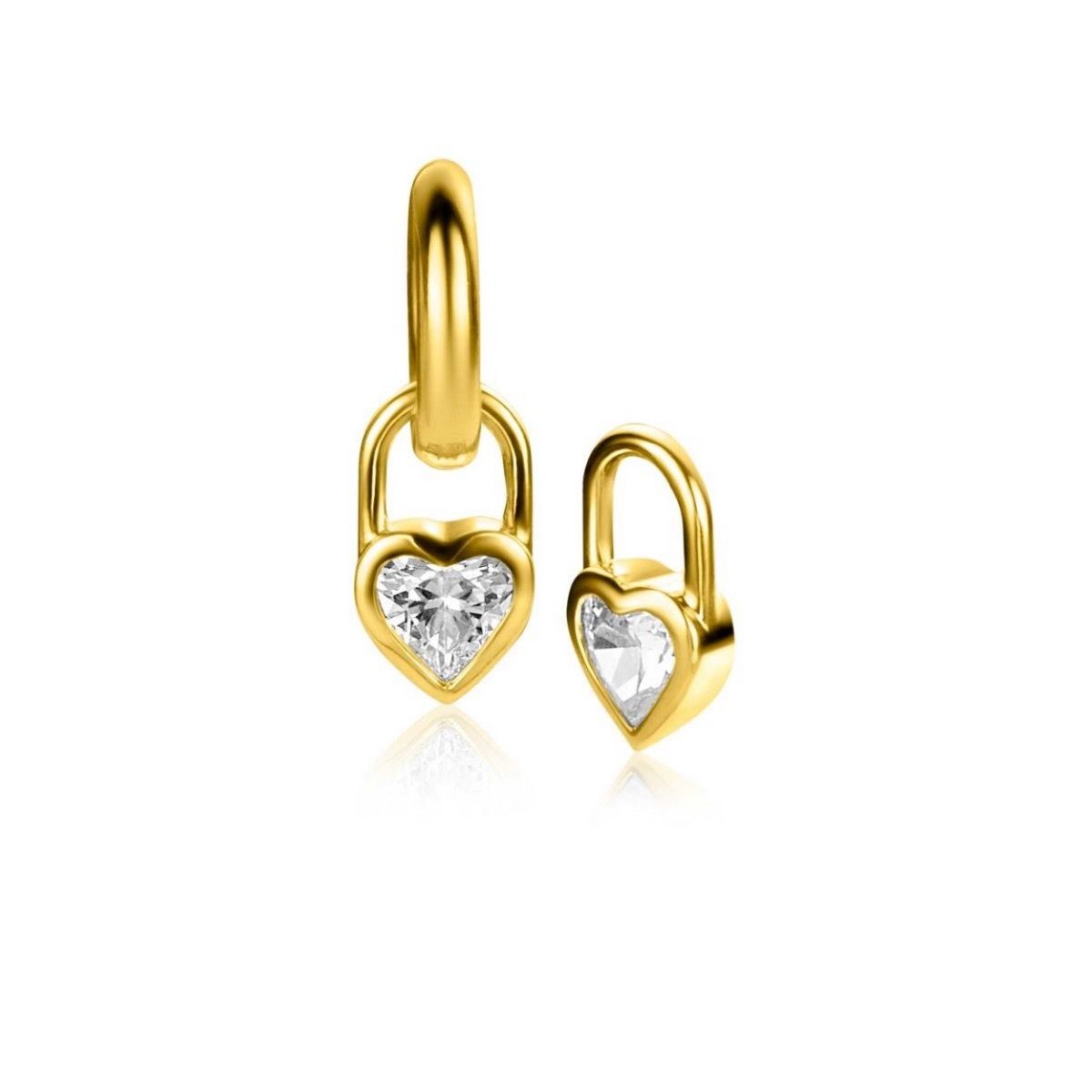 Zinzi gold plated zilveren oorbedels hart met witte zirkonia 12mm ZICH2306 (excl. oorringen), exclusief en kwalitatief hoogwaardig. Ontdek nu!