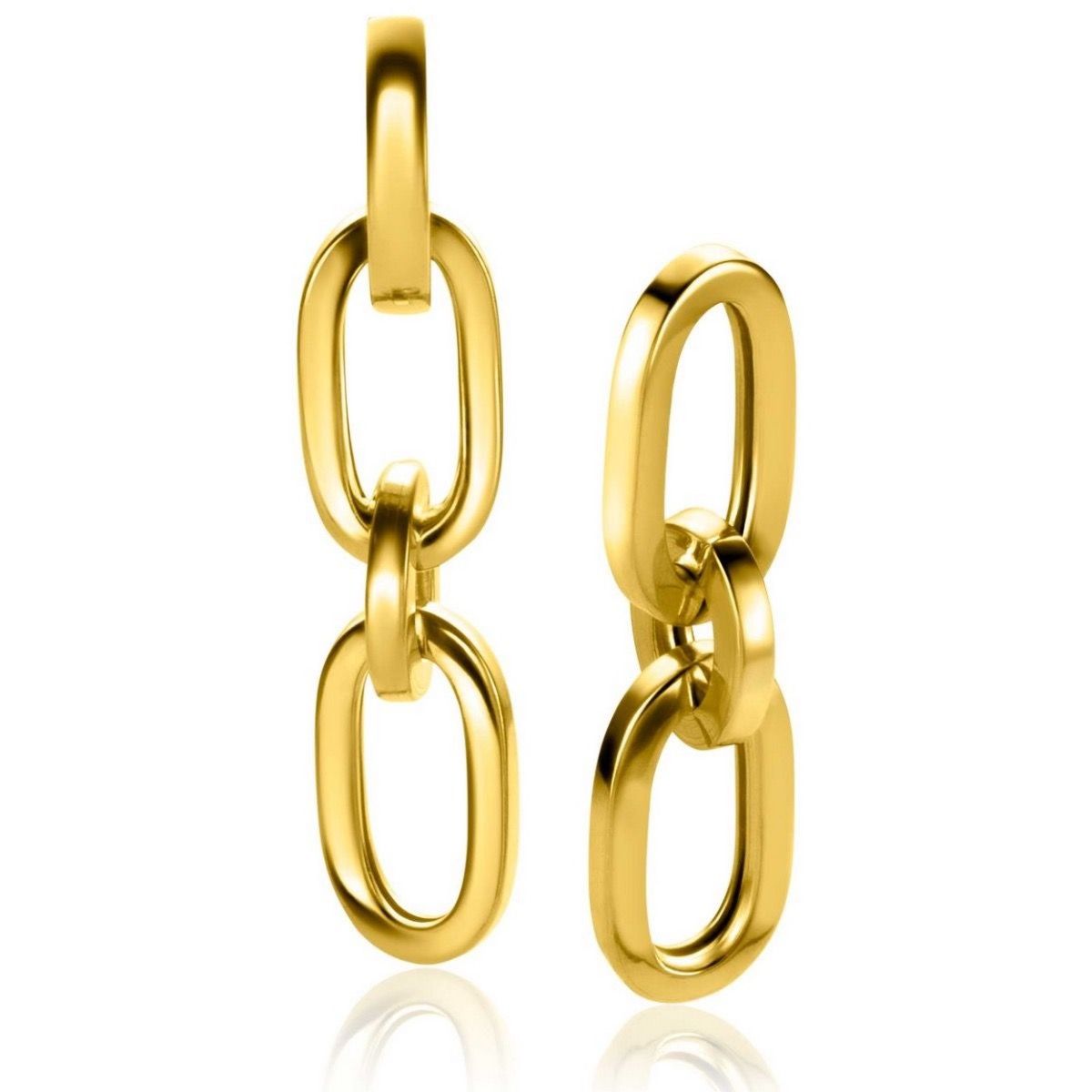 Zinzi gold plated zilveren oorbedels drie paperclip schakels 35mm ZICH2351G (excl. oorringen), exclusief en kwalitatief hoogwaardig. Ontdek nu!