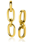 Zinzi gold plated zilveren oorbedels drie paperclip schakels 35mm ZICH2351G (excl. oorringen), exclusief en kwalitatief hoogwaardig. Ontdek nu!