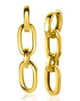 Zinzi gold plated zilveren oorbedels drie paperclip schakels 35mm ZICH2351G (excl. oorringen), exclusief en kwalitatief hoogwaardig. Ontdek nu!