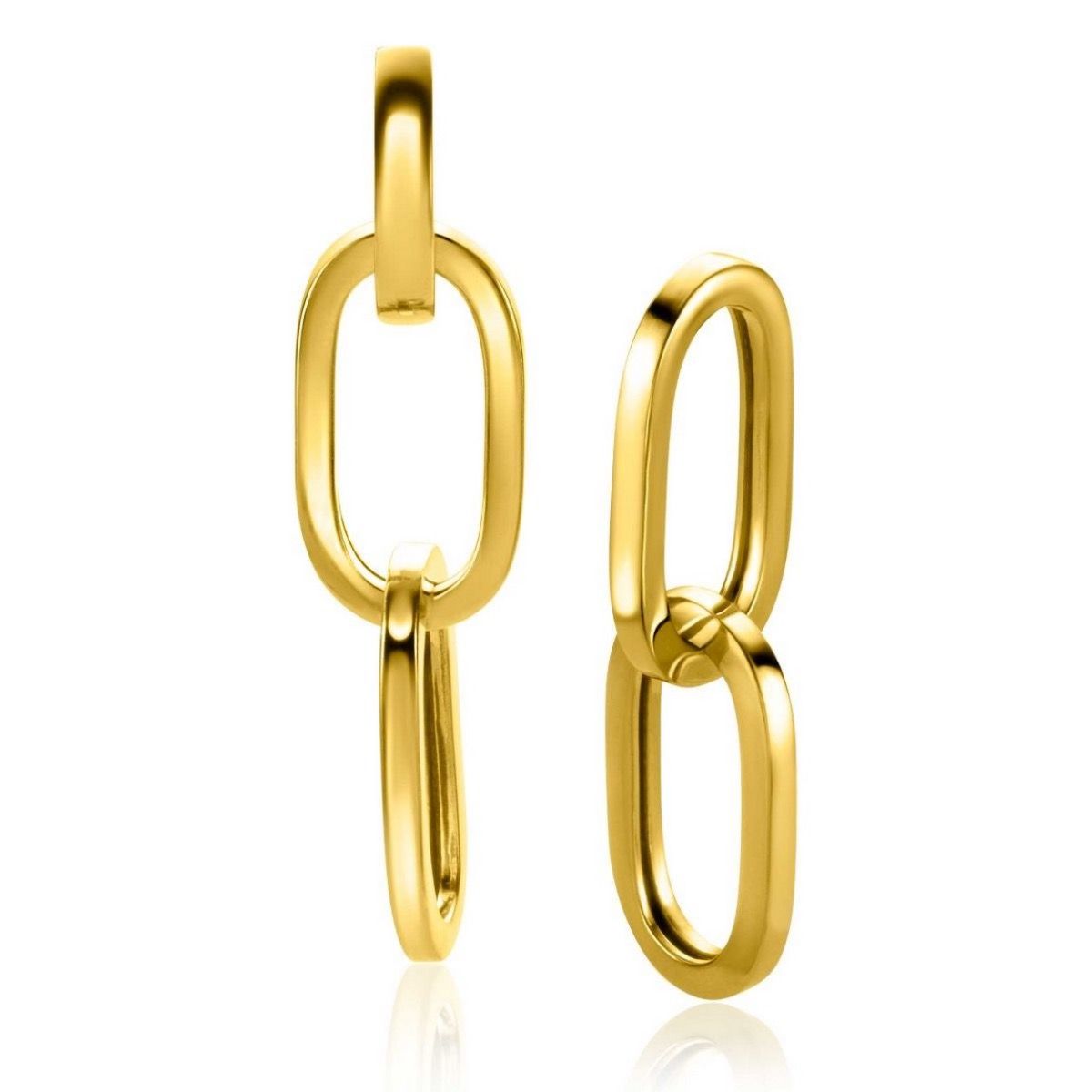 Zinzi gold plated zilveren oorbedels twee lange paperclip schakels 37mm ZICH2352G (excl. oorringen), exclusief en kwalitatief hoogwaardig. Ontdek nu!